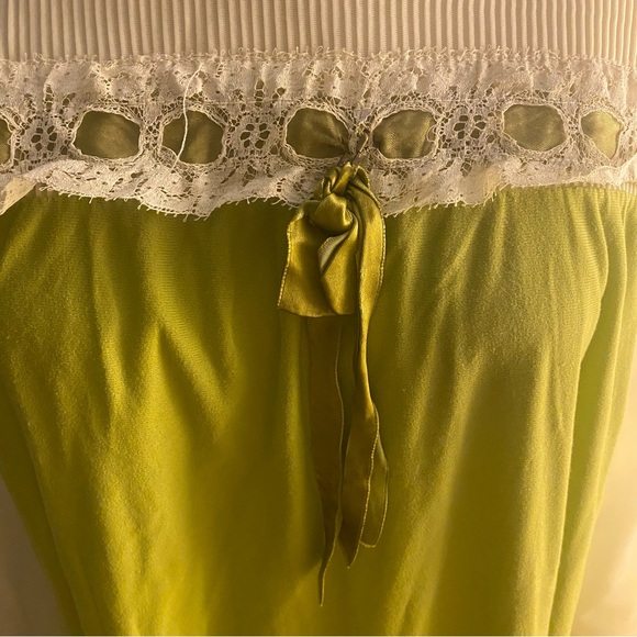 Vintage avocado green cream 3/4 sleeve midi nightgown sleepwear sleep - Picture 7 of 14